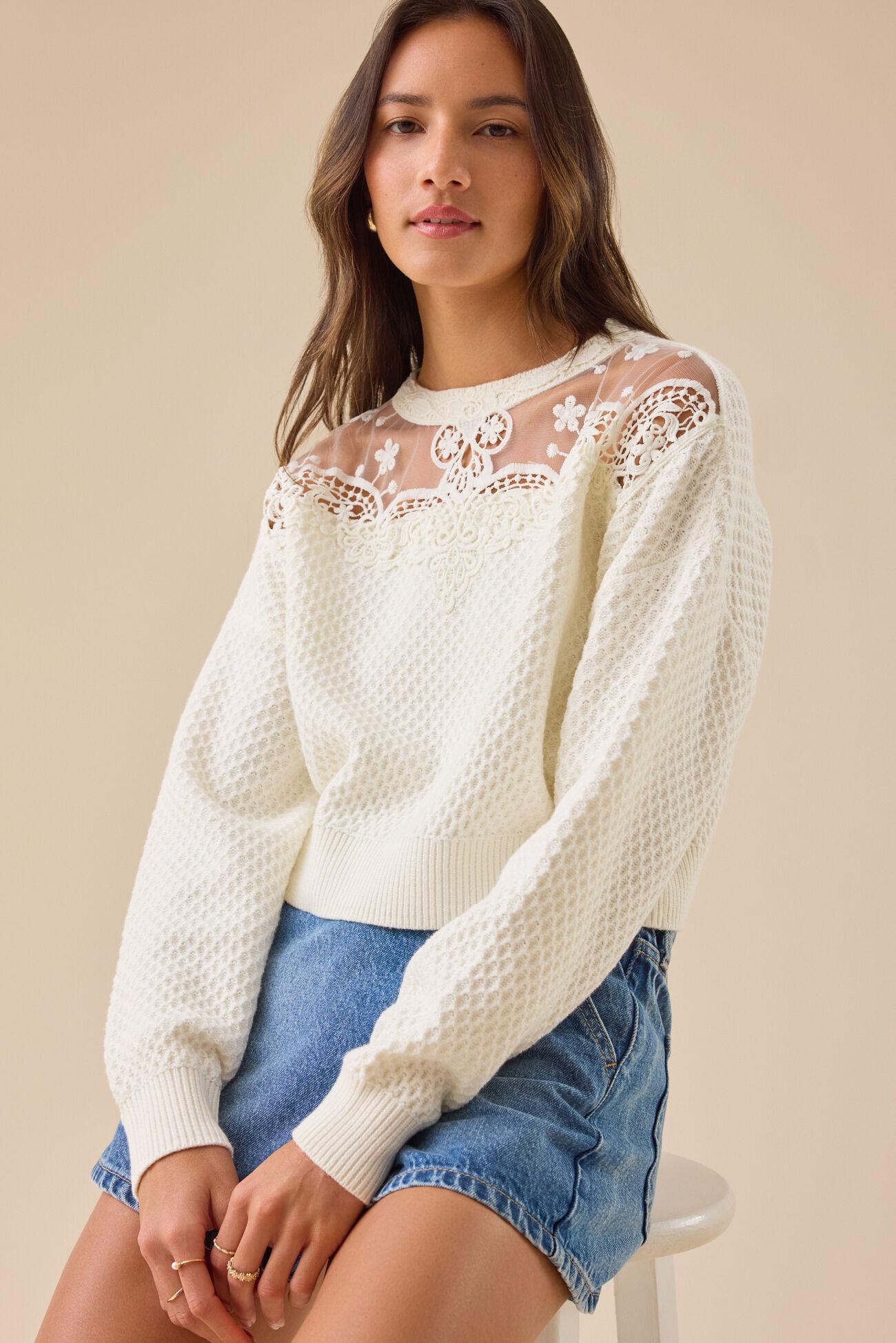 Gwen Lace Cropped Sweater Product Image