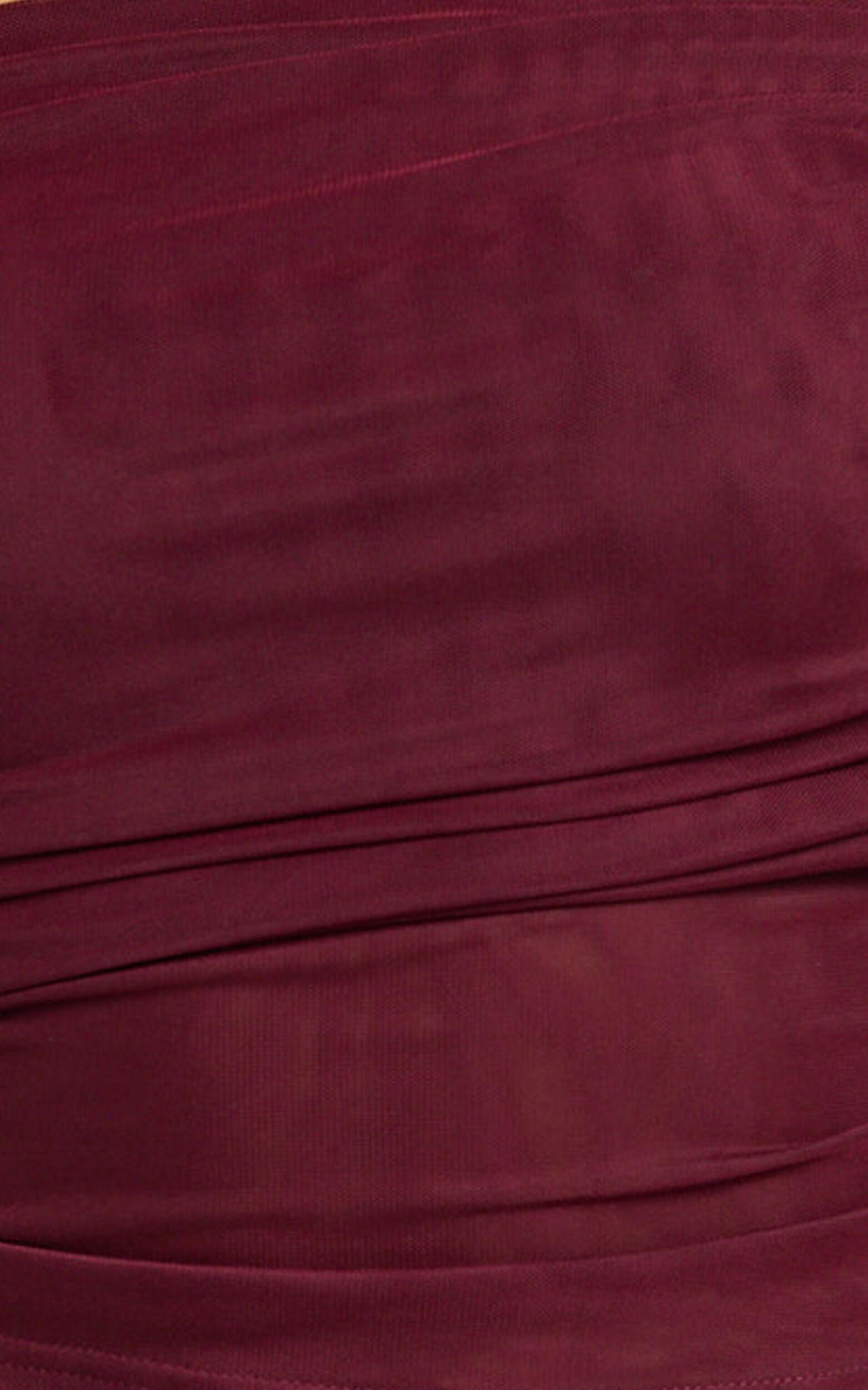 Roza Top - Asymmetric Long Sleeve One Shoulder Top in Wine Product Image