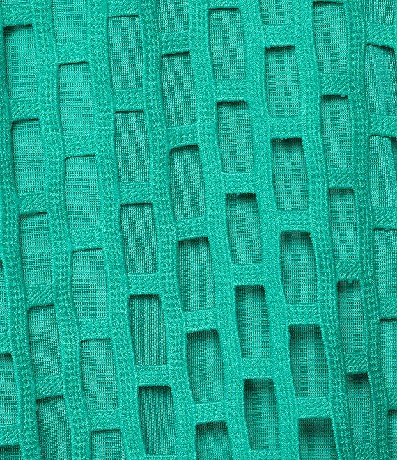 Ming Wang Novelty Woven Square Geo Cutout Spread Collar 3/4 Sleeve Jacket Product Image