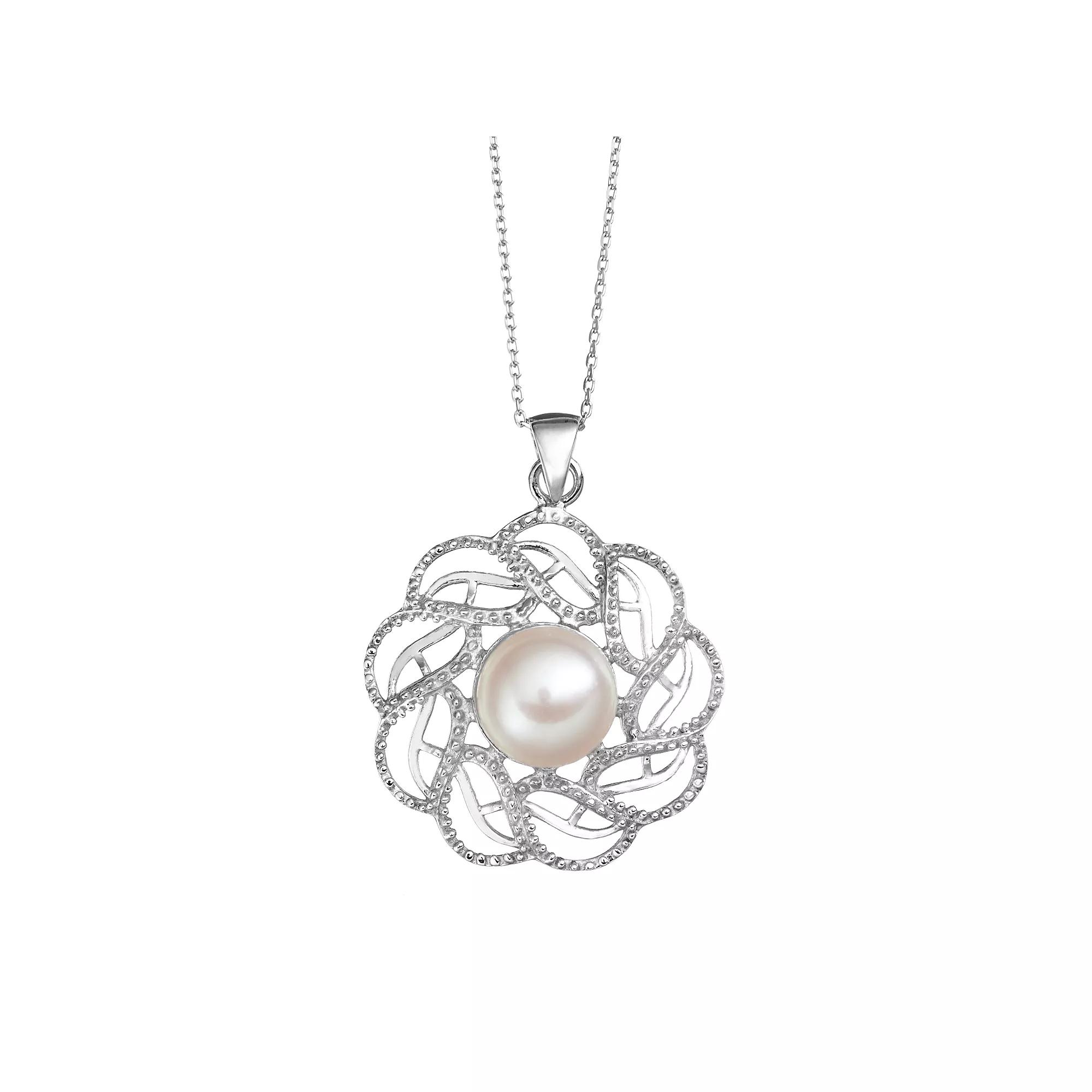 Freshwater Cultured Pearl Sterling Silver Openwork Pendant Necklace, Women's, Size: 18", White Product Image