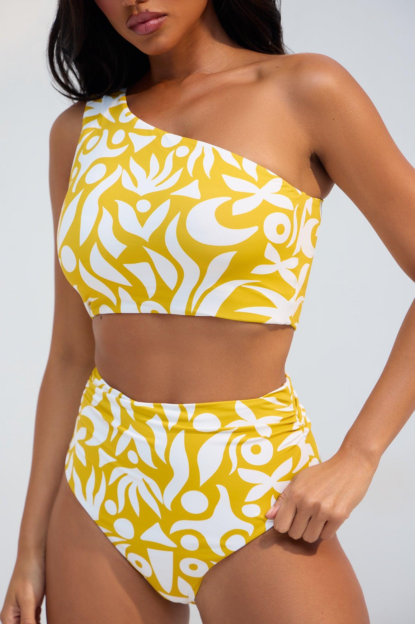 Beach Adventures One Shoulder 2 Piece Bikini - Yellow Product Image