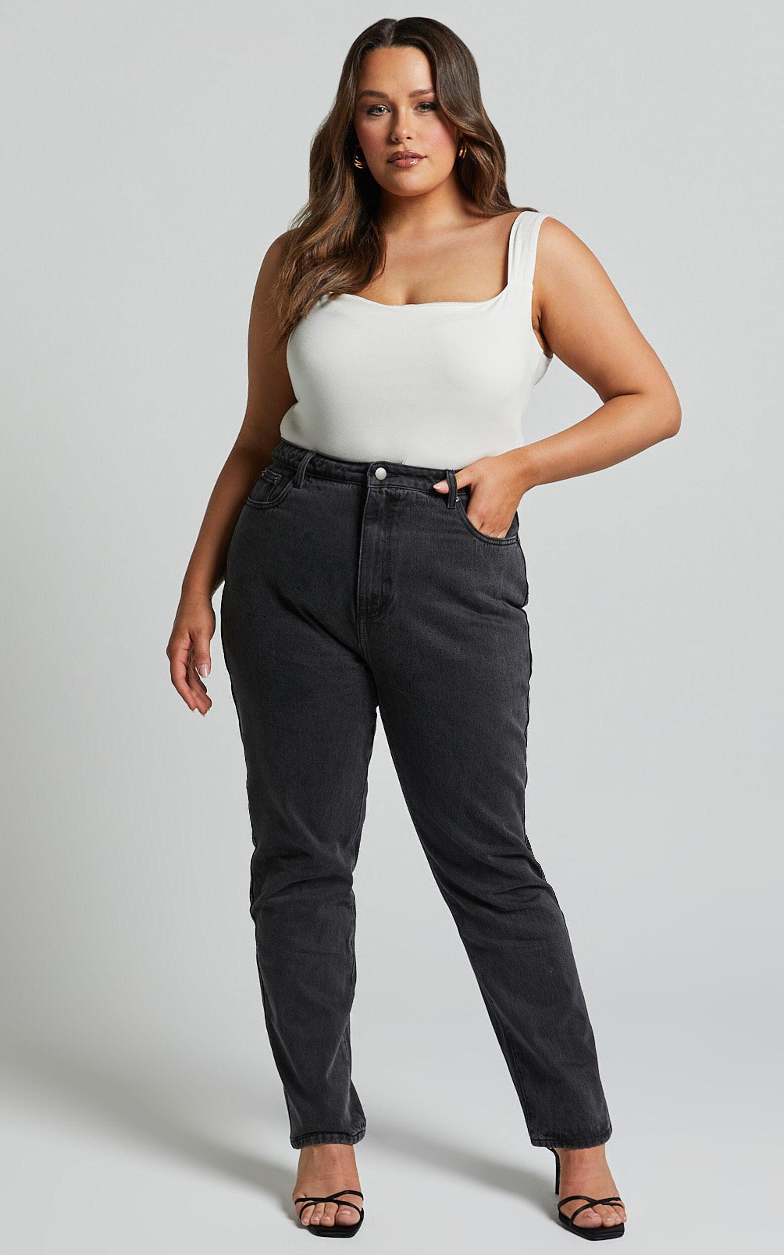 Billie Jeans - High Waisted Recycled Cotton Mom Denim Jeans in Washed Black Product Image