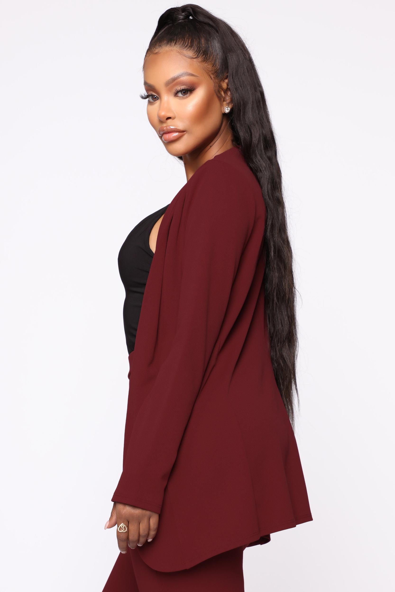 Payin' It Forward Blazer Set - Burgundy Product Image