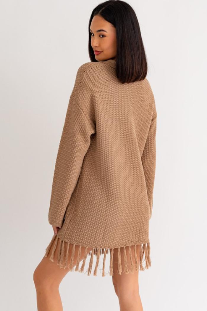 Fringe Trim Knit Dress Product Image