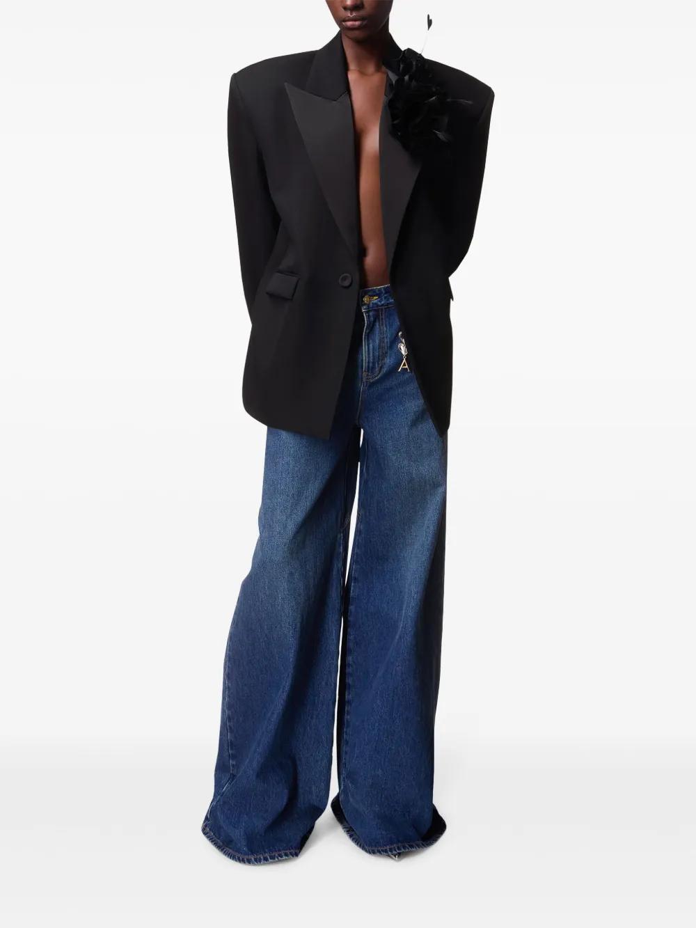 Crystal Heart Charm wide-leg jeans Product Image