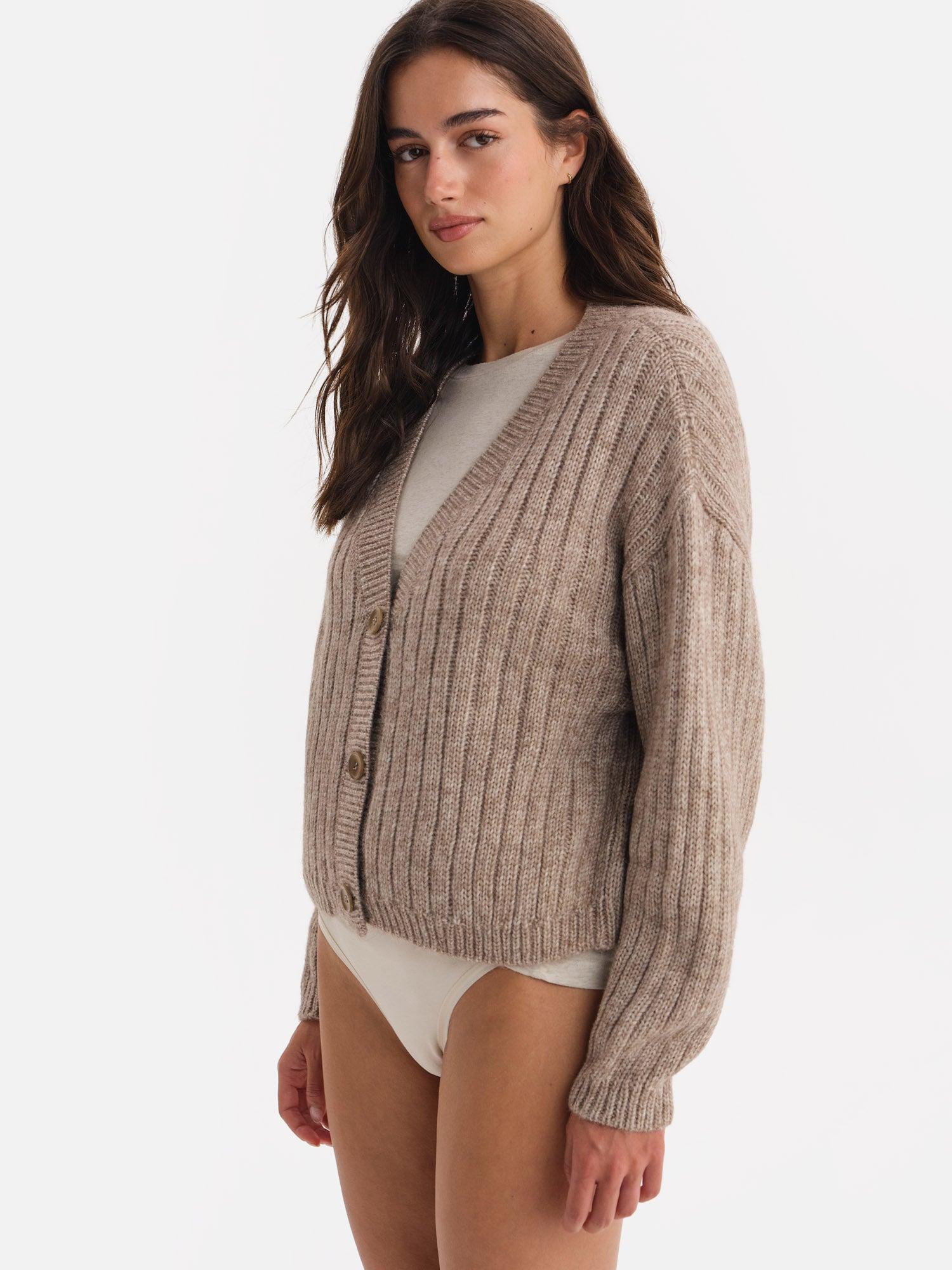 Luxe Alpaca Ribbed Cardigan Female Product Image