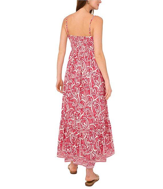 1. STATE Woven Paisley Print Square Neck Sleeveless Maxi A-Line Dress Product Image
