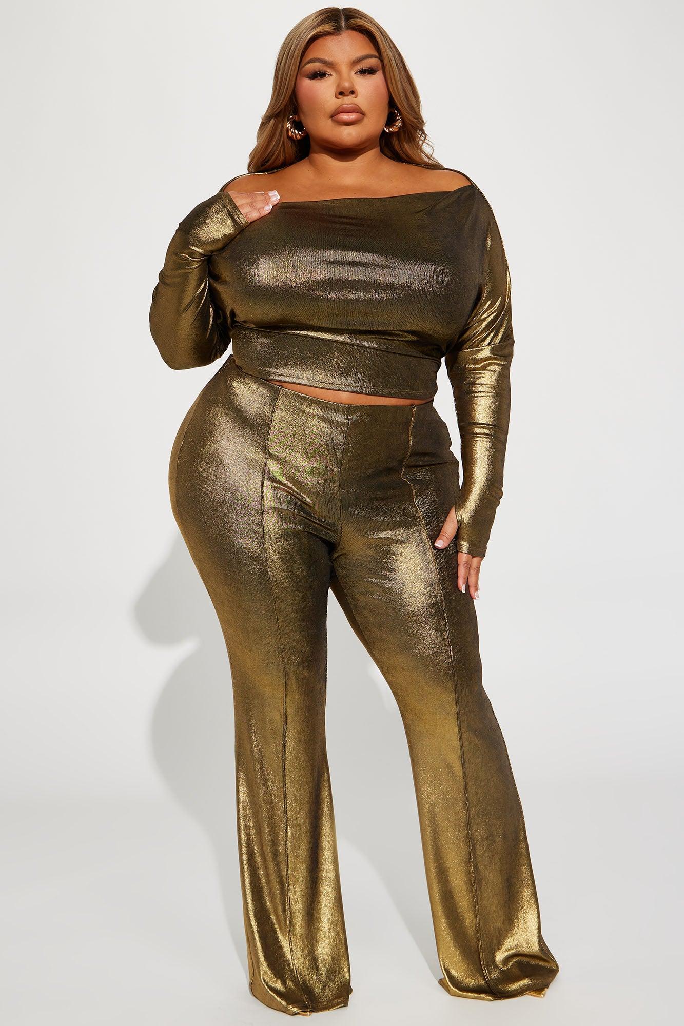 Tahlia Metallic Pant Set - Gold Product Image