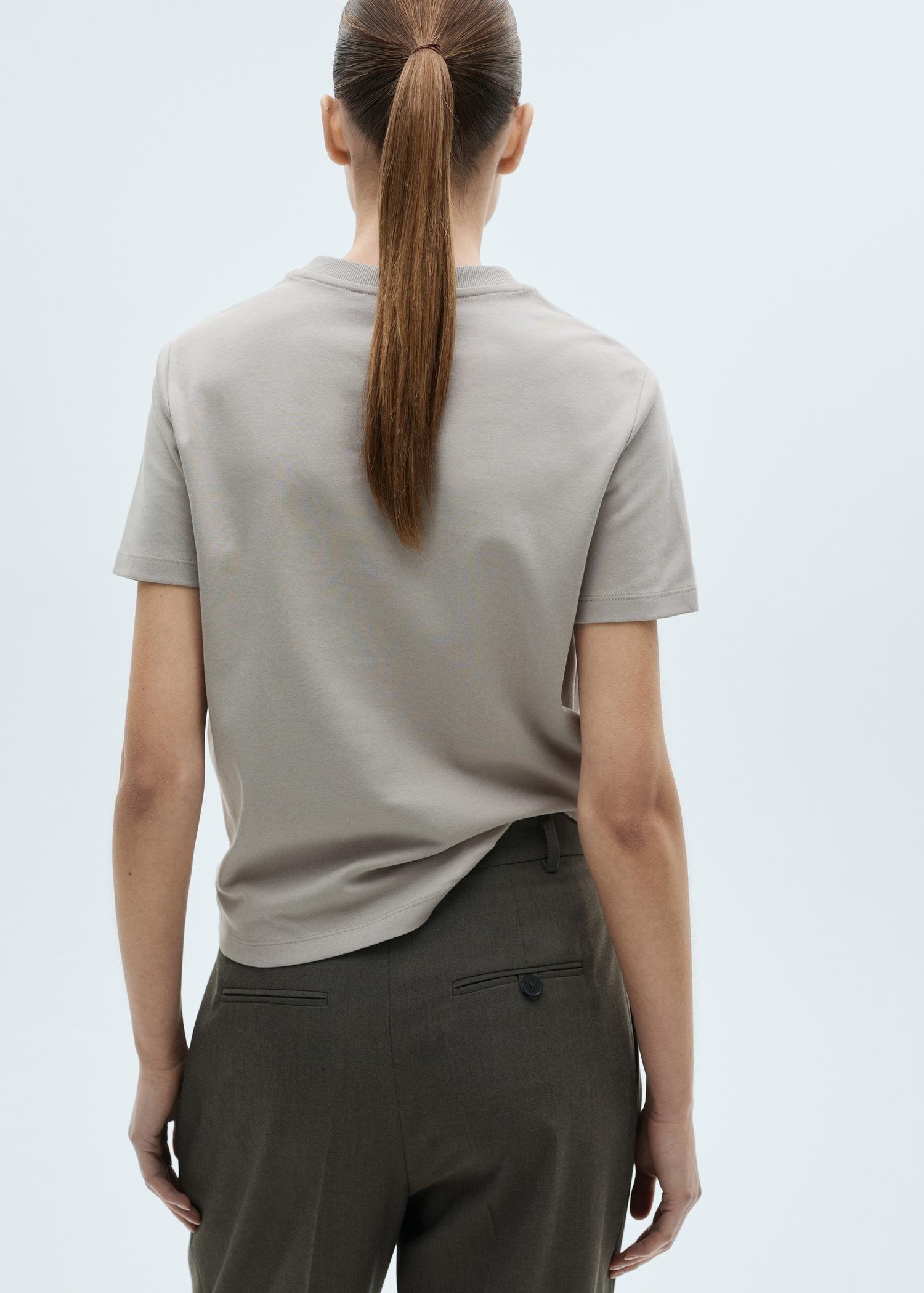 V-neck cotton T-shirt - Women | MANGO USA Product Image