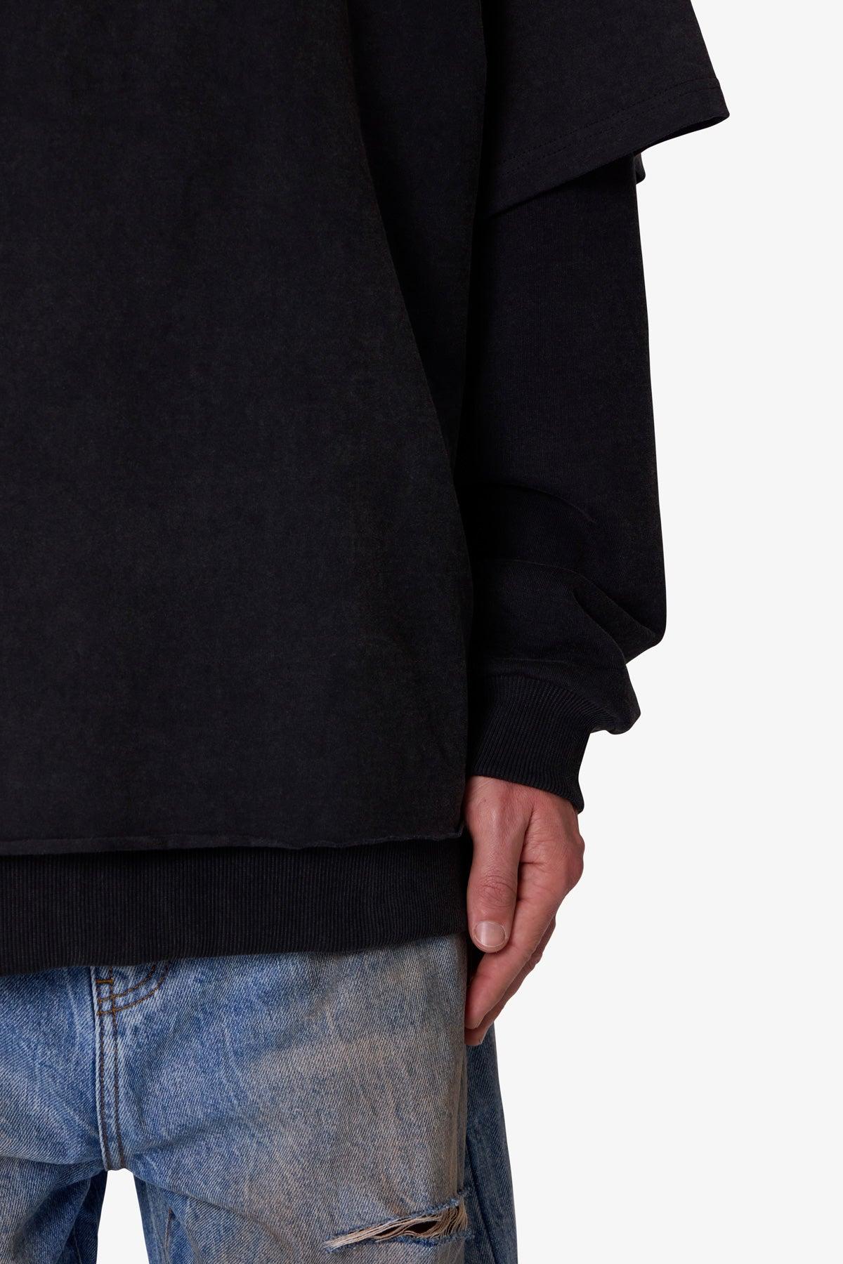 Over Tee Layer Hoodie - Washed Black Product Image
