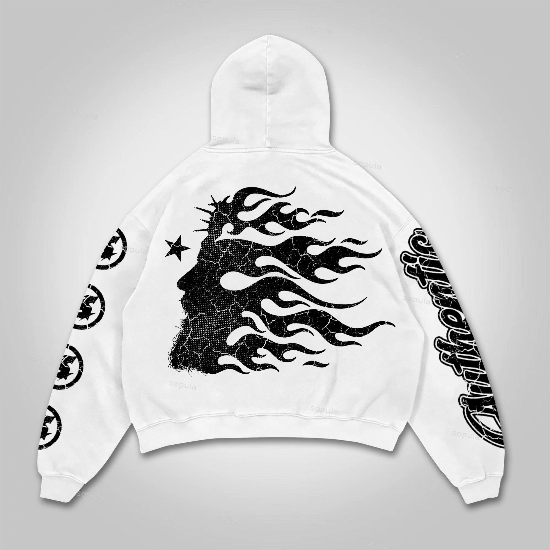 Men's Real Wise Vintage Graphic Cotton Oversized Hoodie Product Image