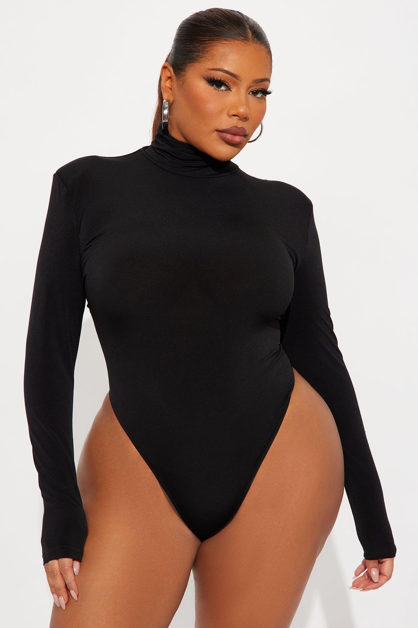 True Long Sleeve Turtle Neck Bodysuit - Black Female Product Image