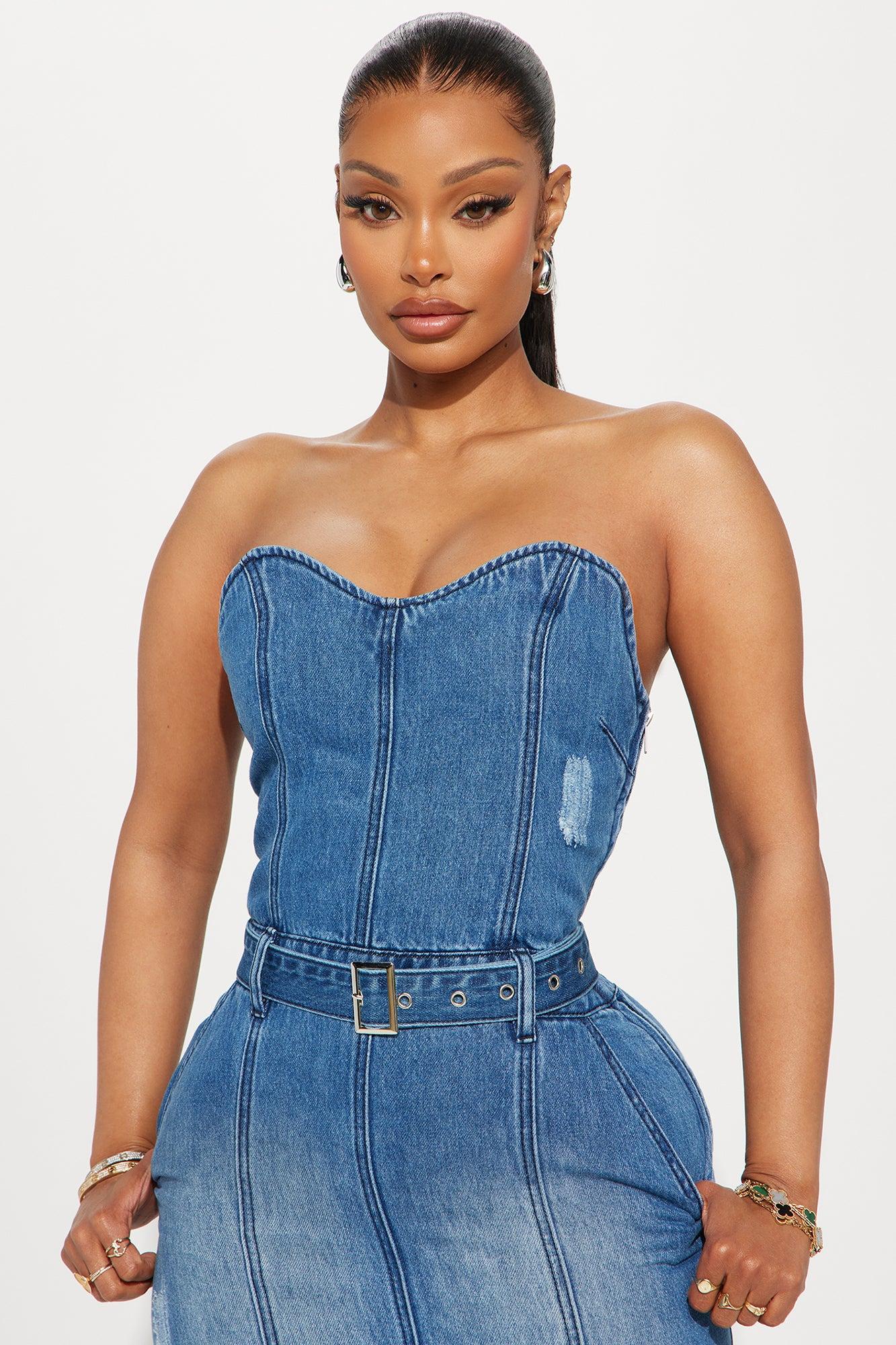 Delaney Denim Maxi Dress - Dark Wash Product Image