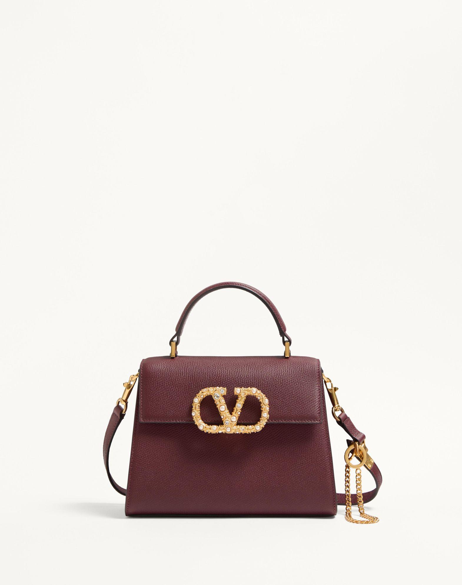 Valentino Garavani Vsling Small Handbag In Grainy Calfskin With Jewel Logo Product Image