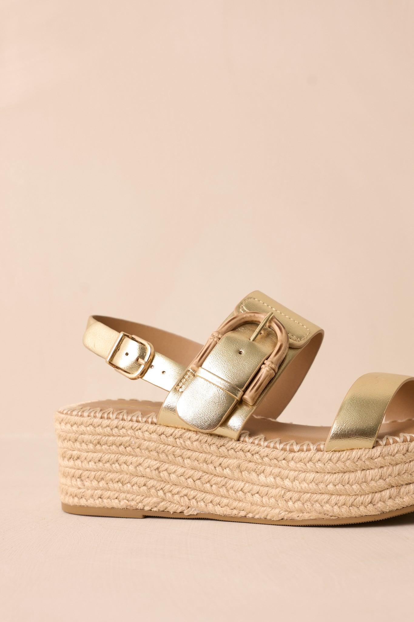 Warm Breeze Gold Espadrille Platform Sandals Product Image
