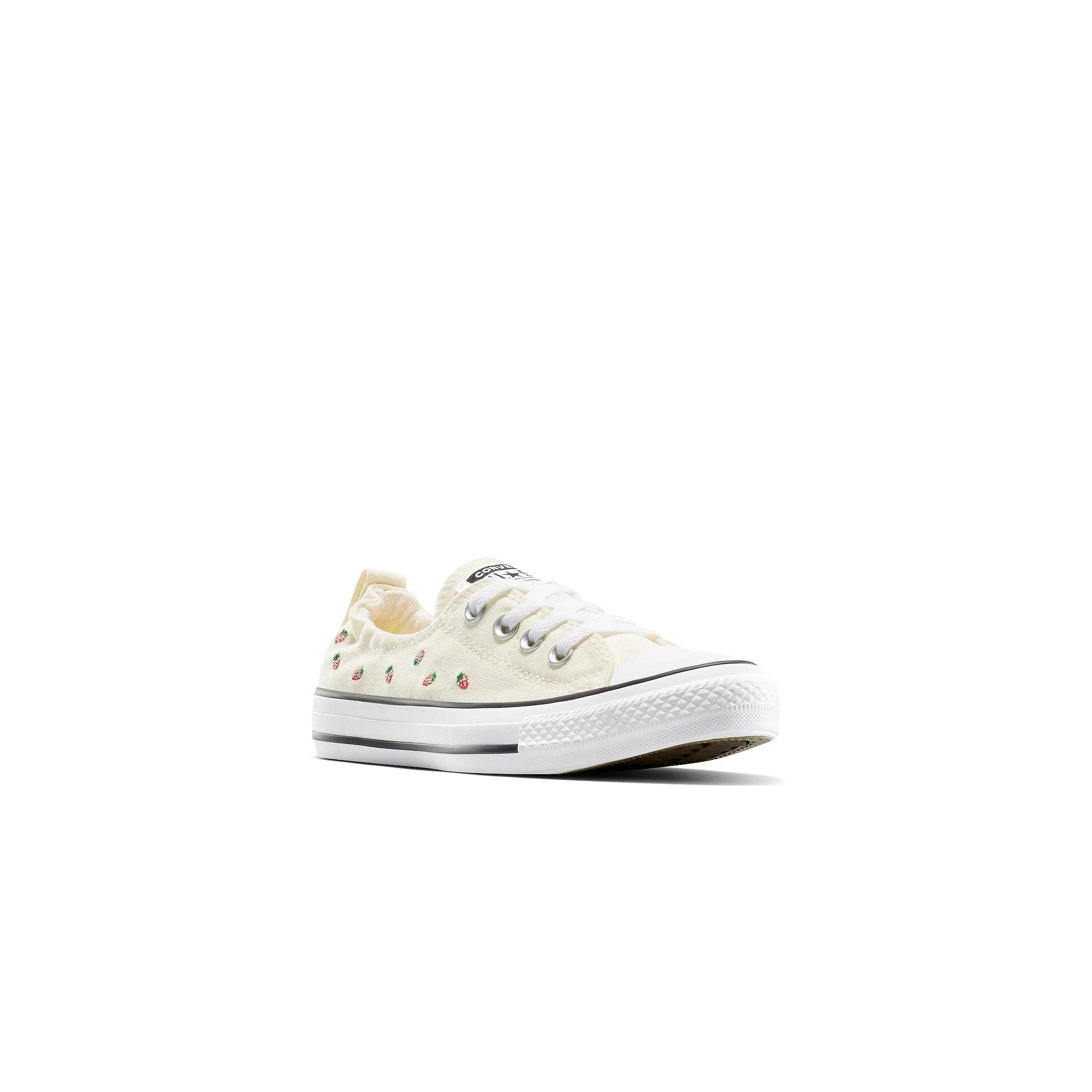 Womens Converse Chuck Taylor All Star Shoreline Slip Embroided Strawberries Sneaker - Egret / Soft Red / Green Product Image