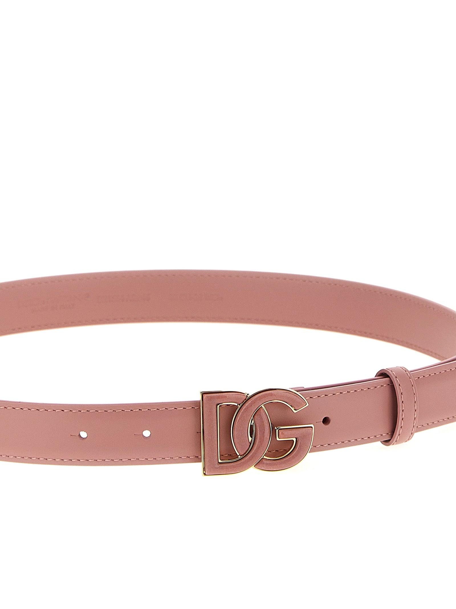 DOLCE & GABBANA Logo-plaque Belt In Rosa Product Image
