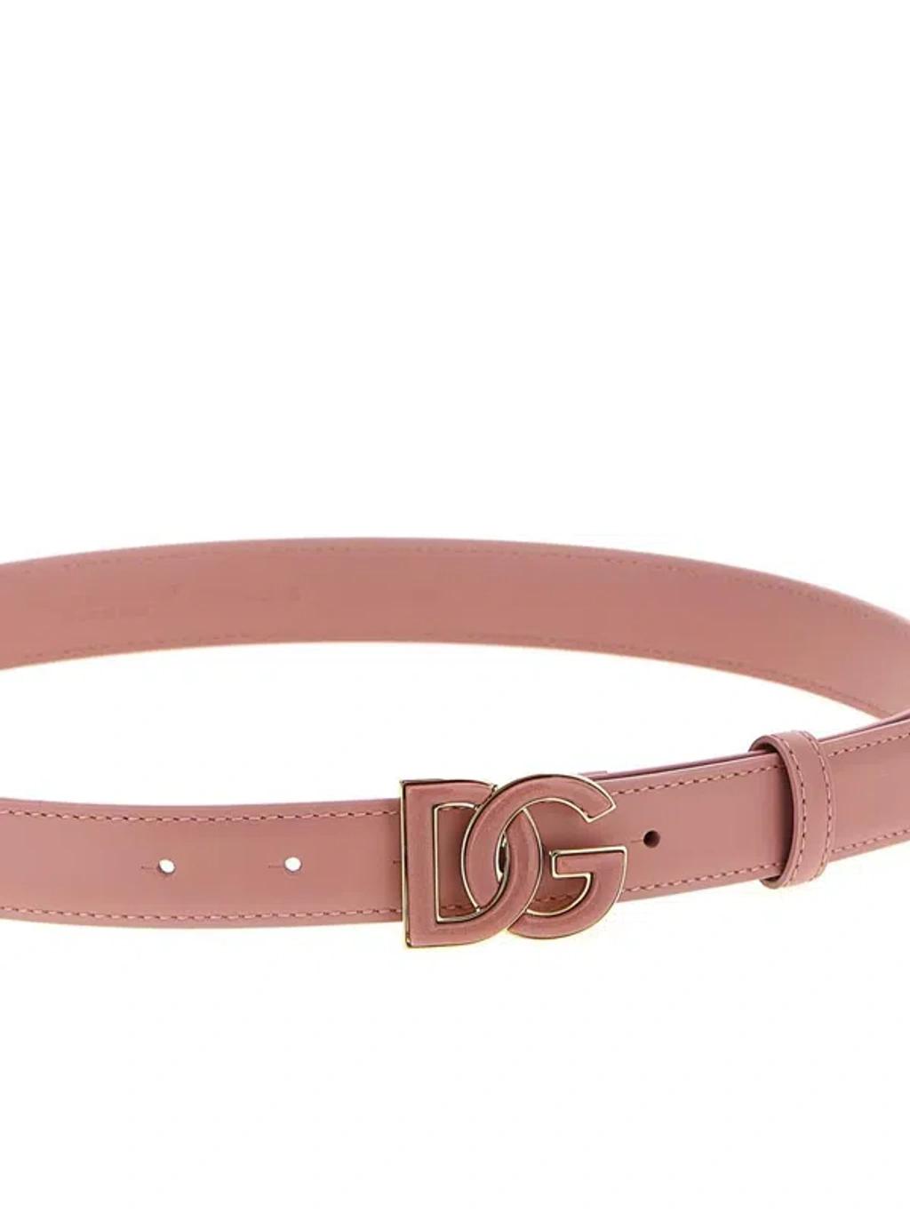 DOLCE & GABBANA Logo-plaque Belt In Rosa Product Image
