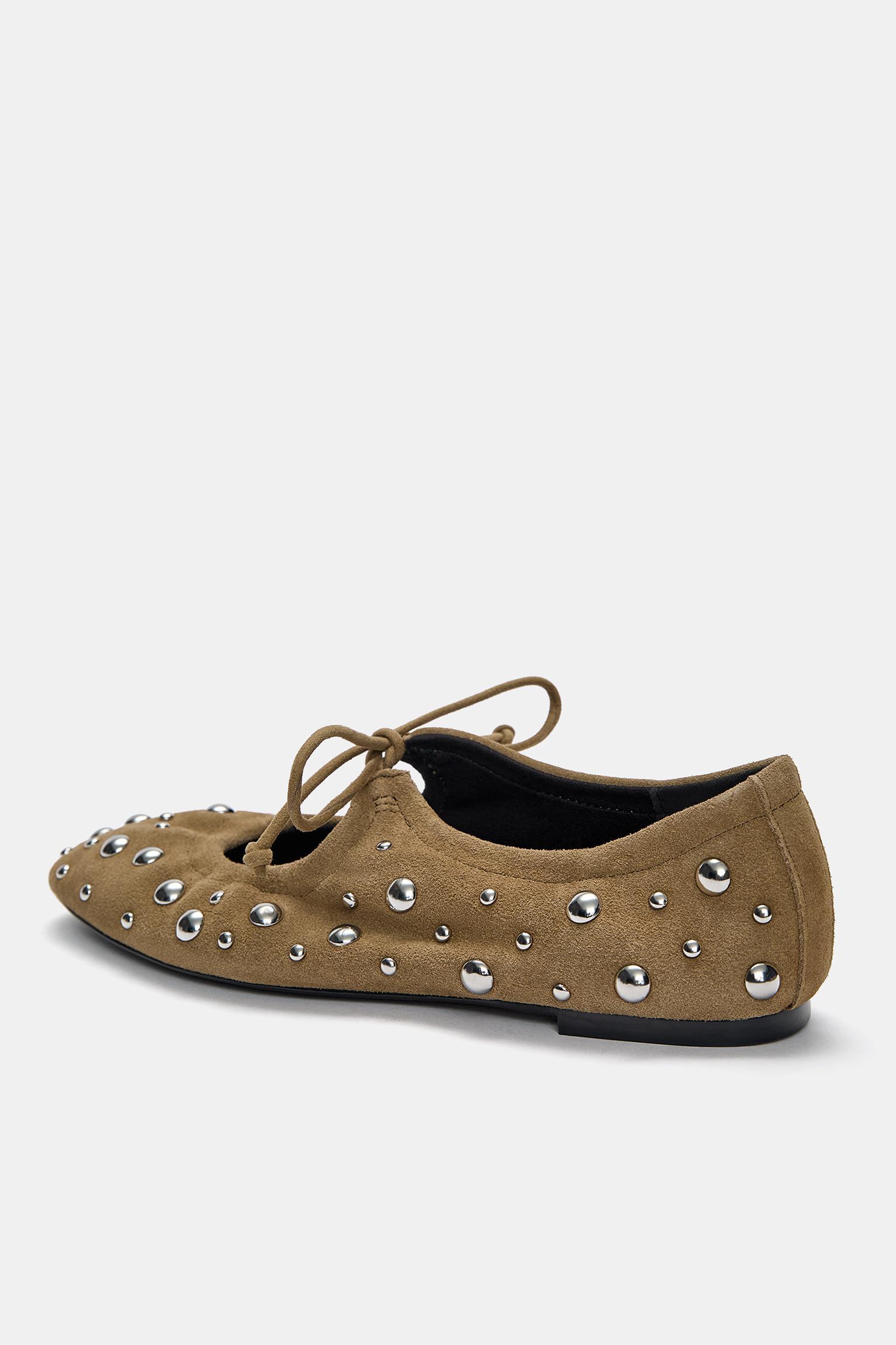 Studded leather ballerinas Product Image