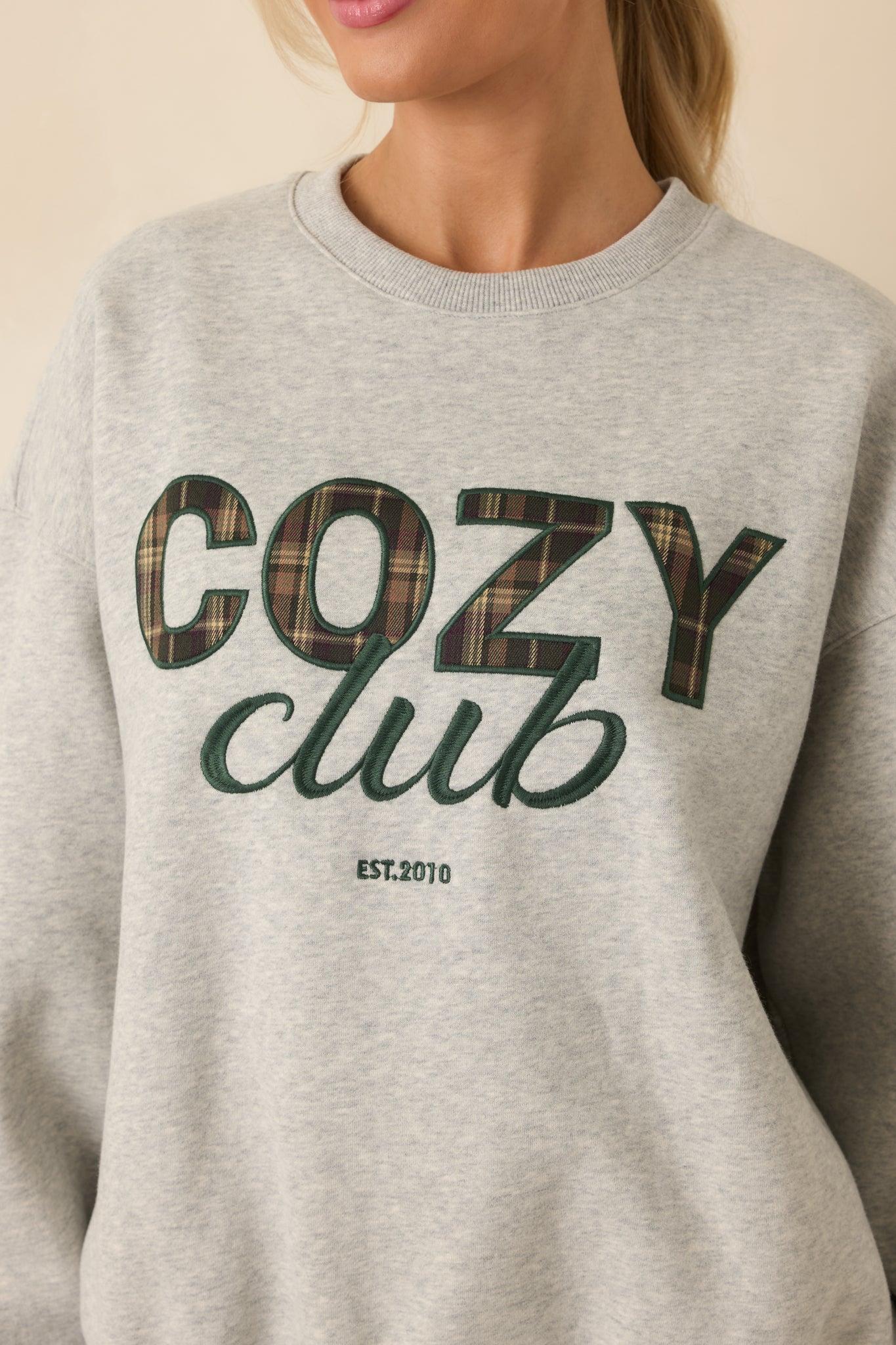 Cozy Club Heather Grey Crewneck Sweatshirt Product Image