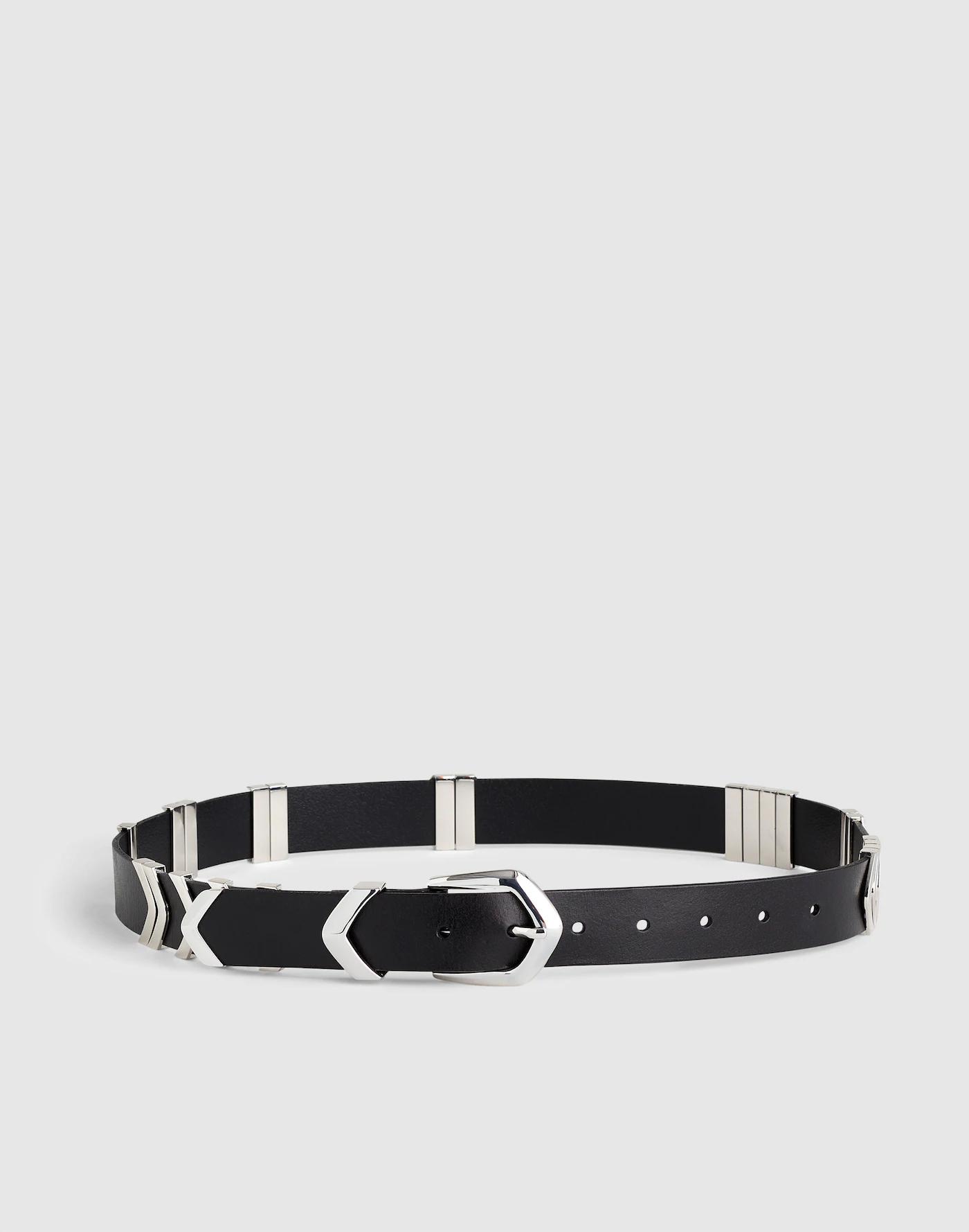 Angular Buckle Belt in Leather Product Image