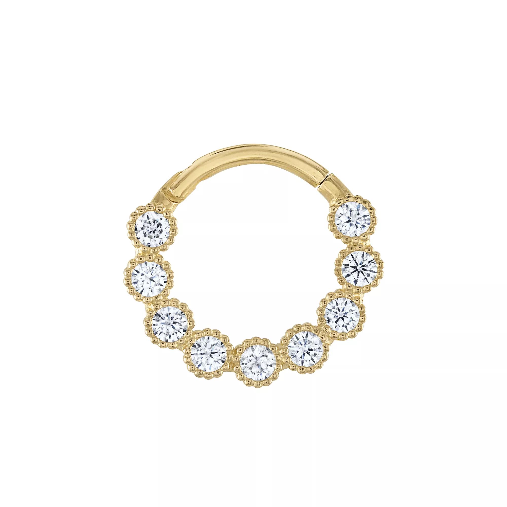 Amella Jewels 10k Gold Cubic Zirconia Septum Nose Ring, Women's Product Image