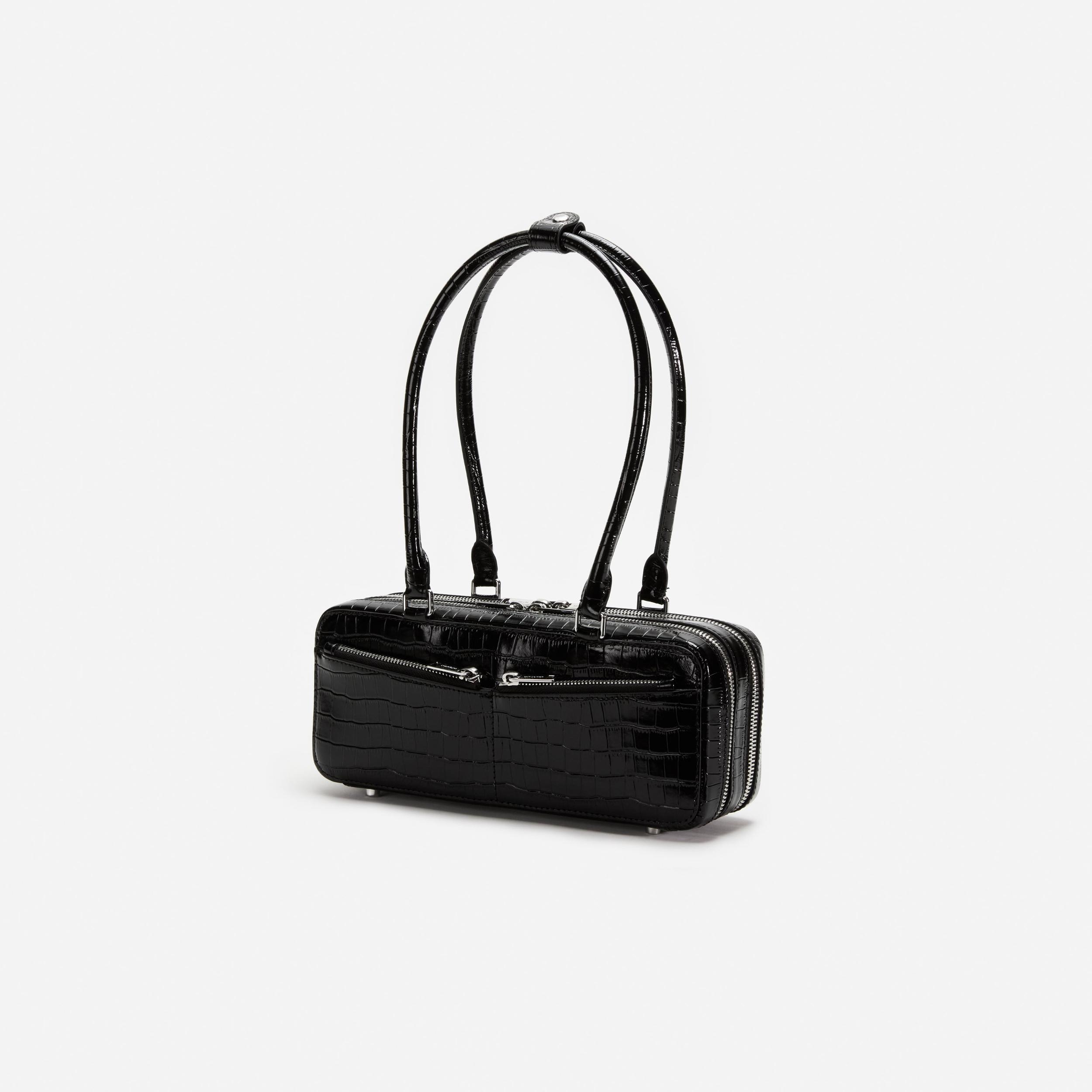 Black Croc Shoulder Bag Product Image