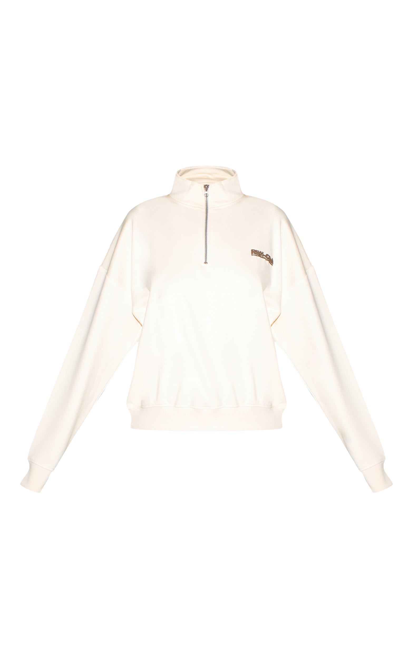 Cream Run Club Puff Print Quarter Zip Sweatshirt Product Image