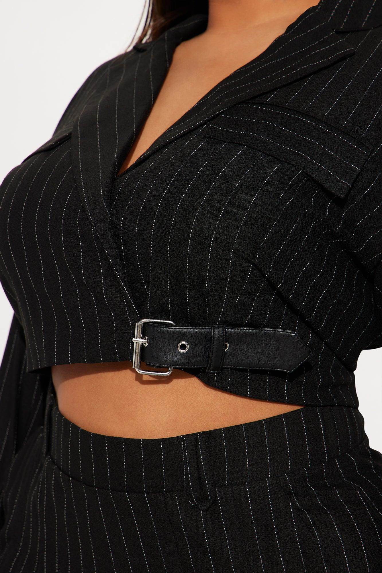 Breakeven Pinstripe Blazer - Black Product Image