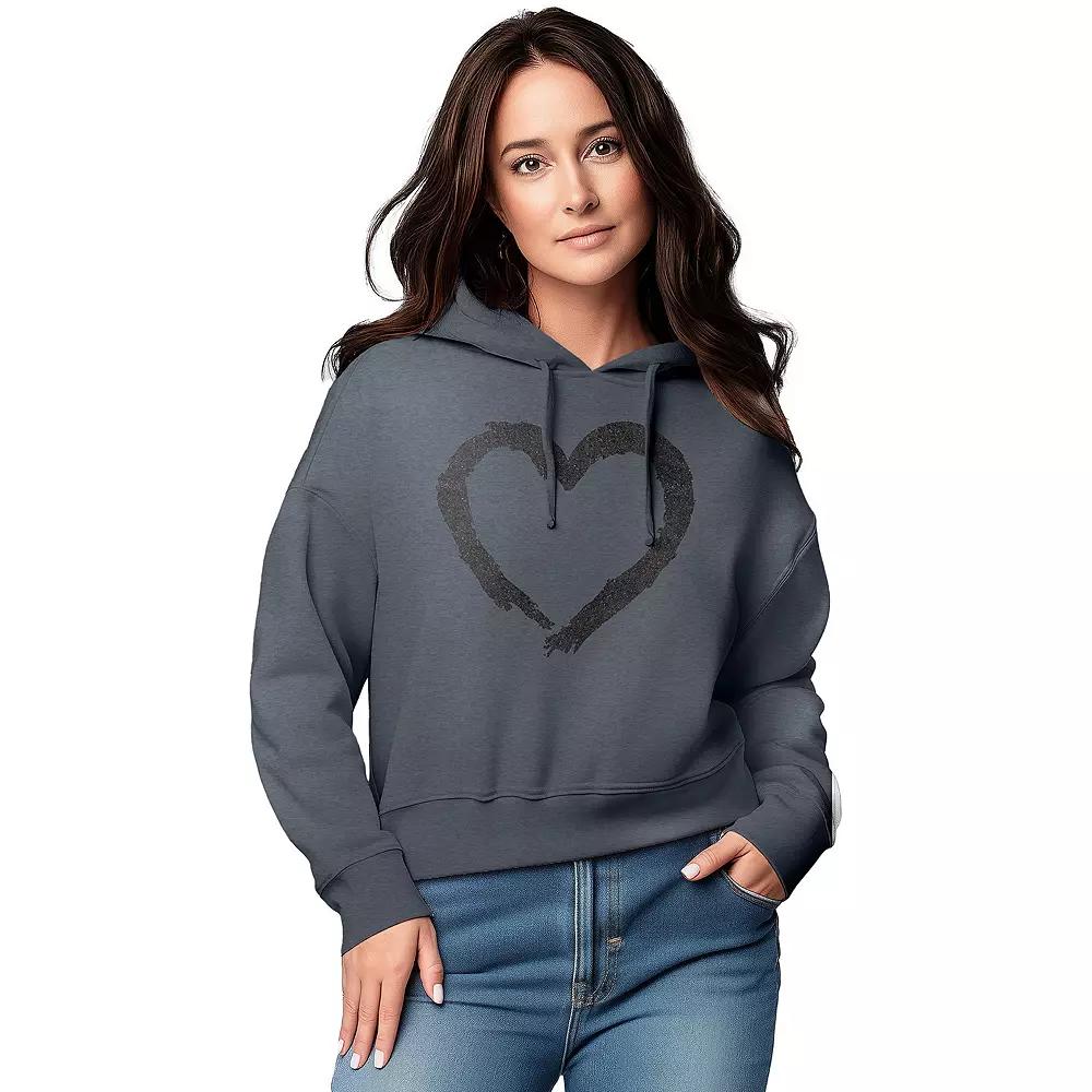 Women's Paintbrush Stroke Heart Graphic Cropped Hoodie,  Product Image