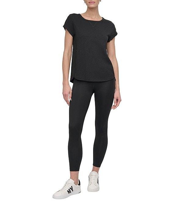 DKNY Sport by Donna Karan Knit Slub Jersey Crew Neck Short Rolled Sleeve T-Shirt Product Image