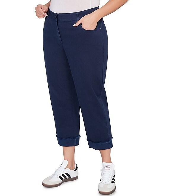 Ruby Rd. Plus Size Soft Stretch Twill Cuffed Hem Girlfriend Pants Product Image