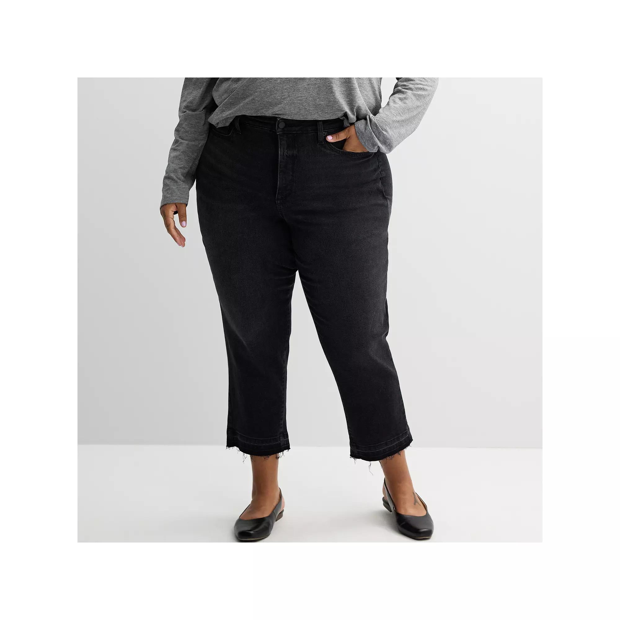 Plus Size Sonoma Goods For Life® Curvy Mid Rise Slim-Fit Ankle Jeans, Women's, Size: 14 W, Black Wash Product Image