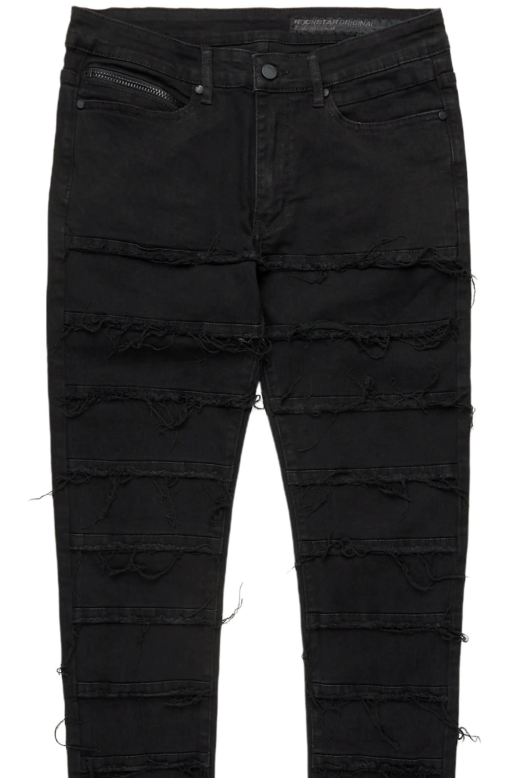 Waylon Black Frayed Slim Fit Jean Male Product Image