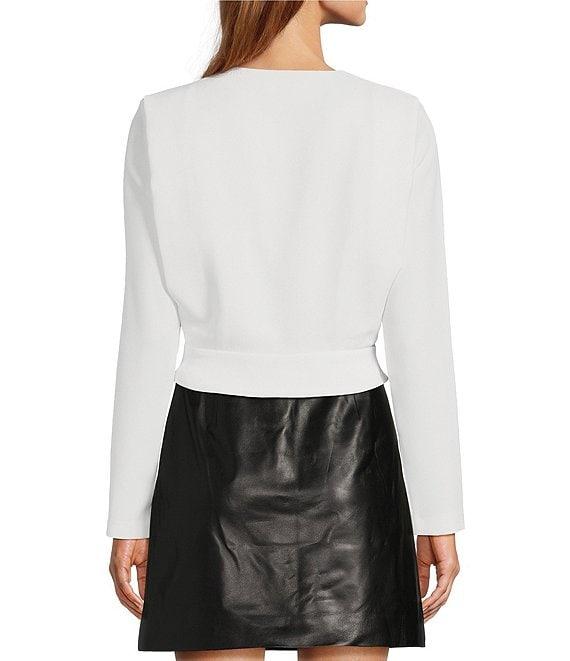 Antonio Melani Ira Crepe V-Neck Dropped Long Sleeve Ruched Wrap Blouse Product Image