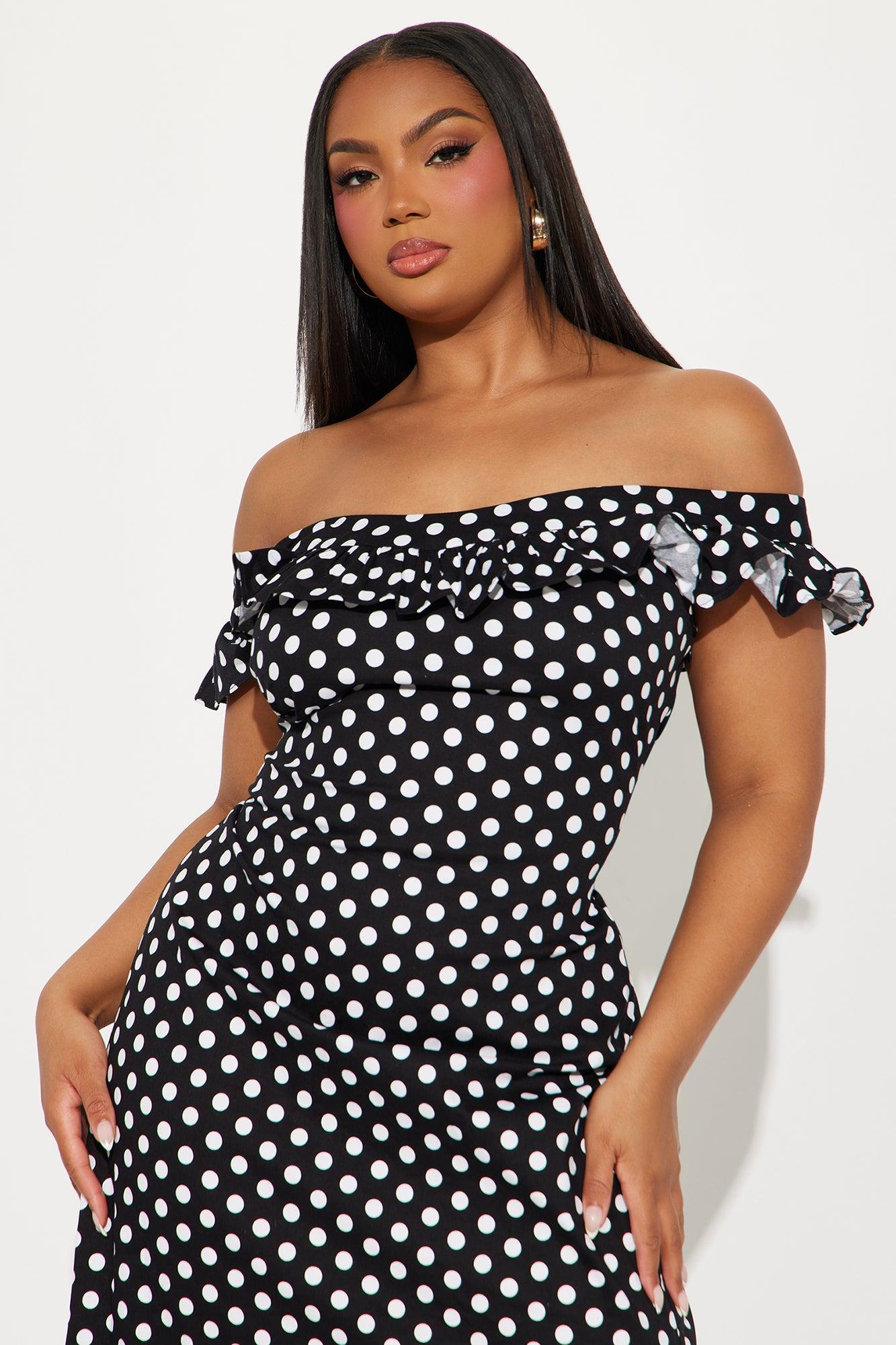 Samantha Polka Dot Maxi Dress - Black/White Product Image