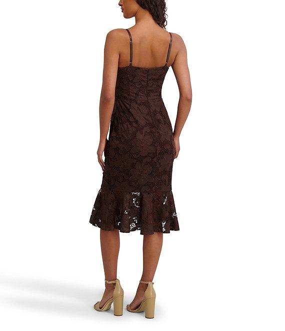 SIENA Lace Sweetheart Neck Sleeveless Flounce Midi Dress Product Image