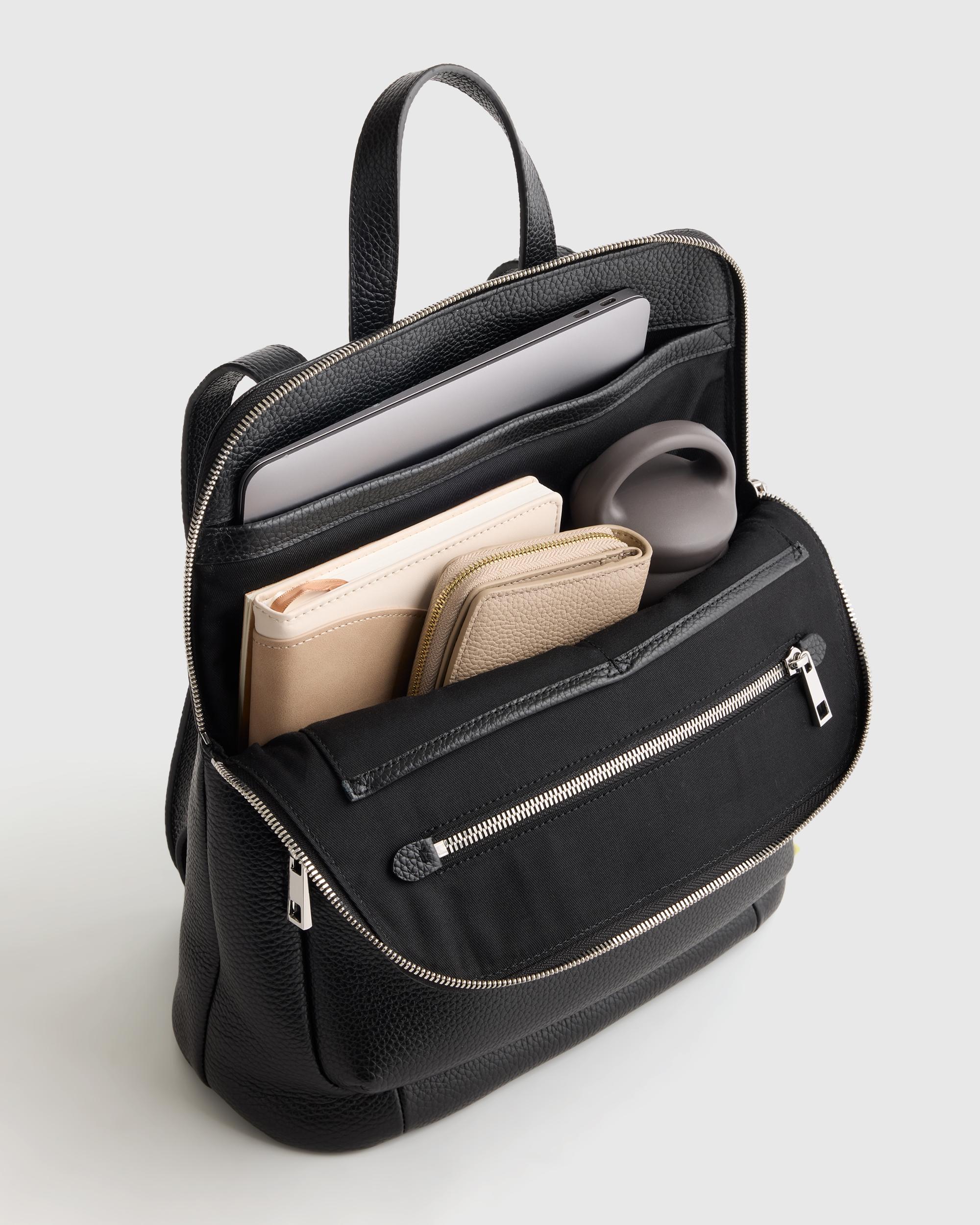 Quince | Women's Italian Leather Convertible Backpack in Black Product Image