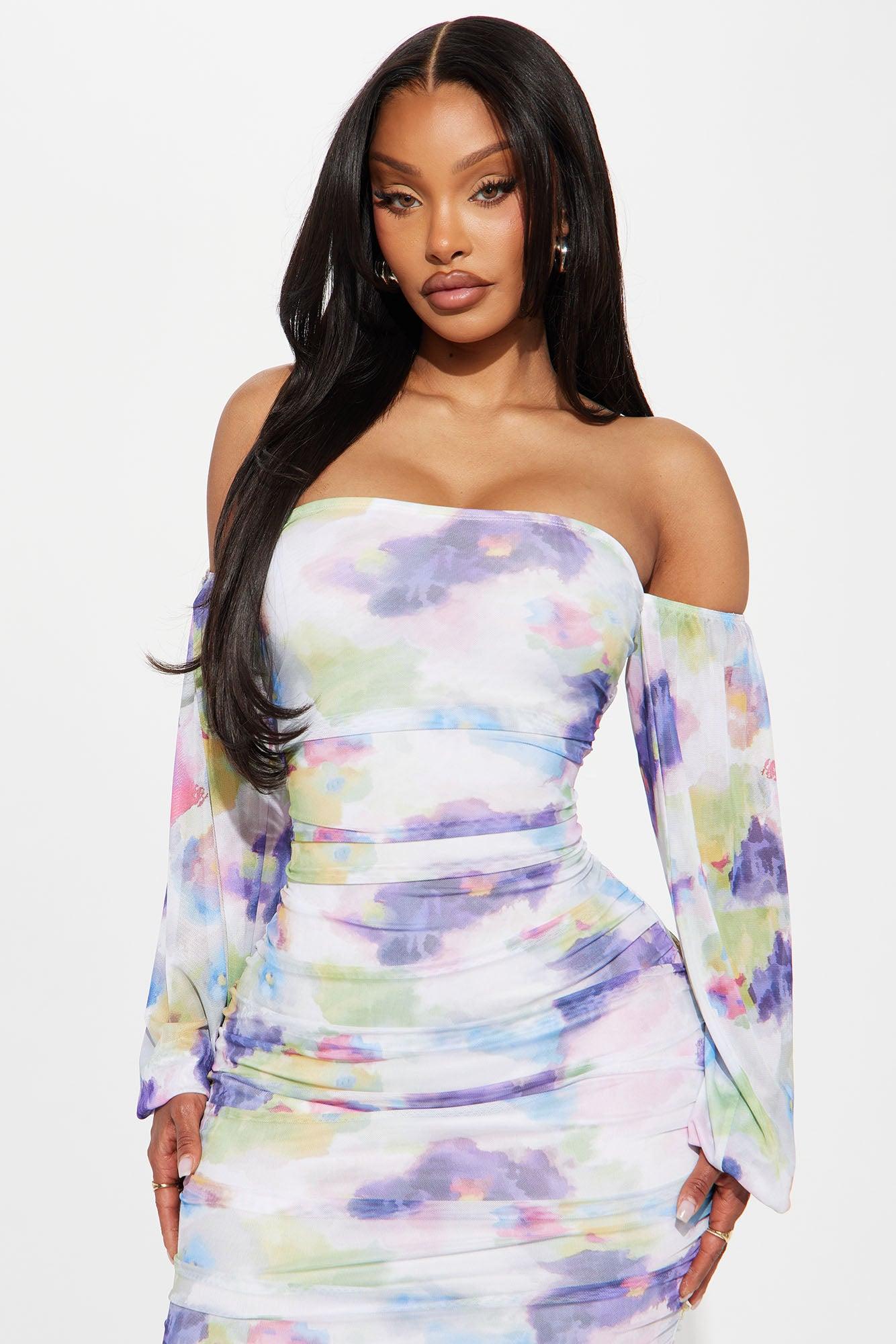 Gorgeous Garden Floral Mesh Midi Dress - Multi Color Product Image