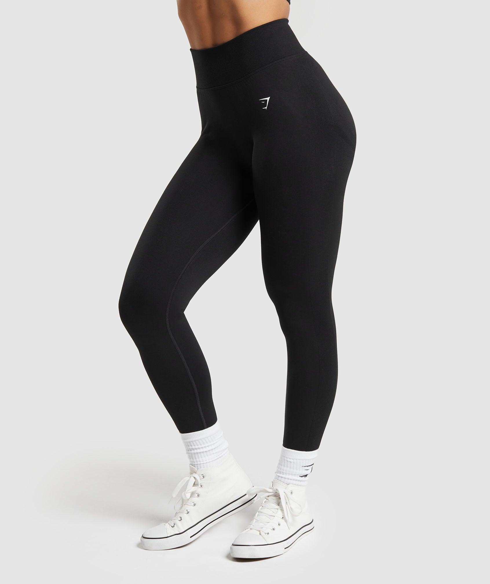 Gymshark Lift Seamless Leggings - Black/Black Marl Female Product Image