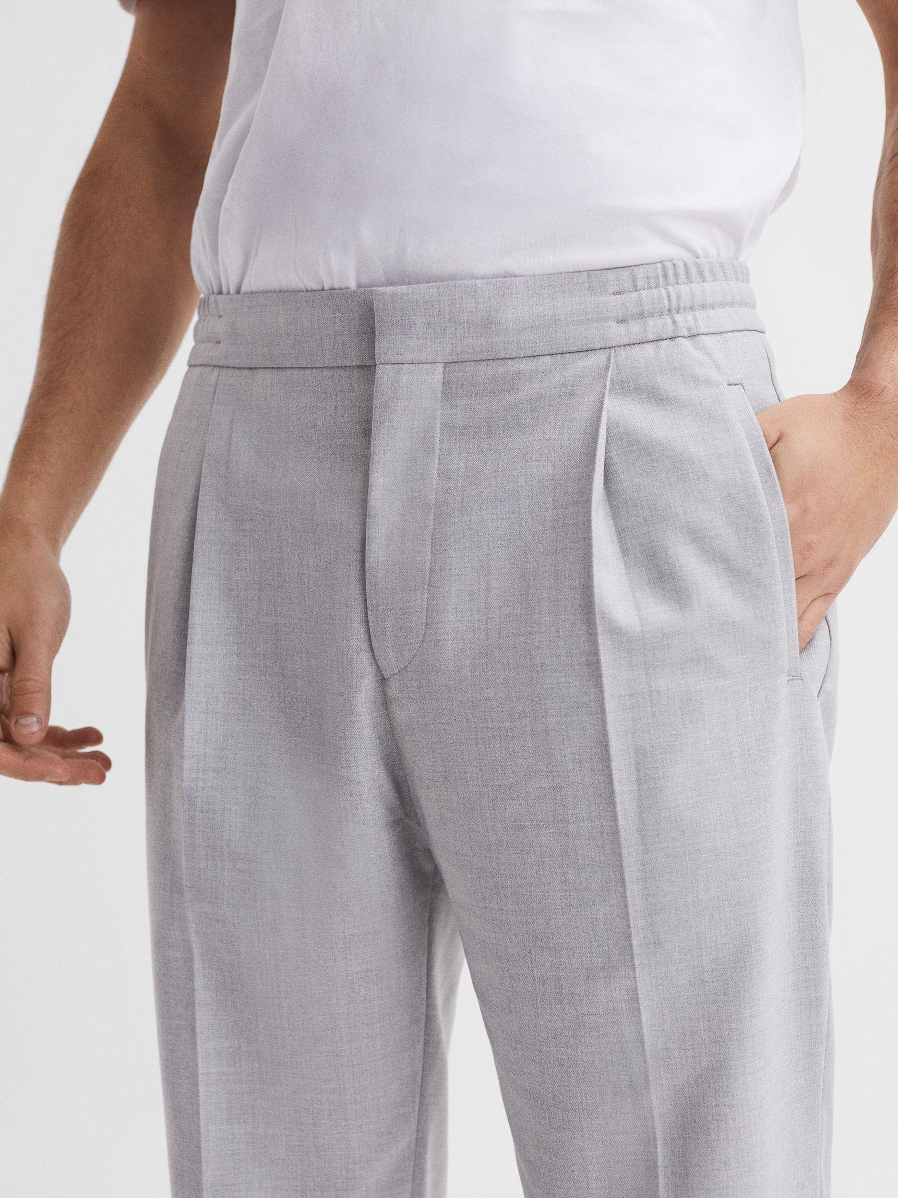 Relaxed Drawstring Trousers with Turn-Ups in Grey Product Image