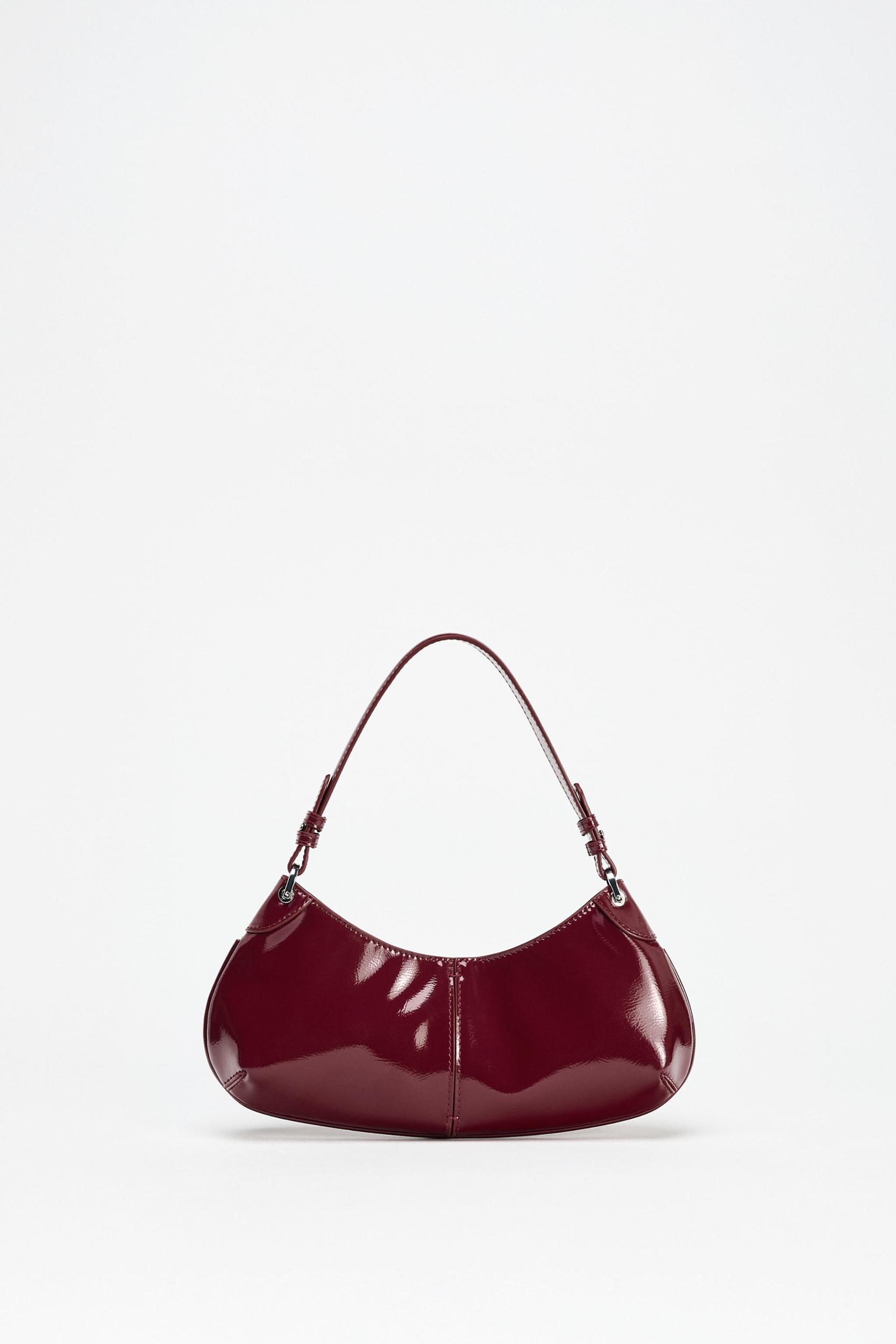 FAUX PATENT LEATHER FINISH SHOULDER BAG Product Image