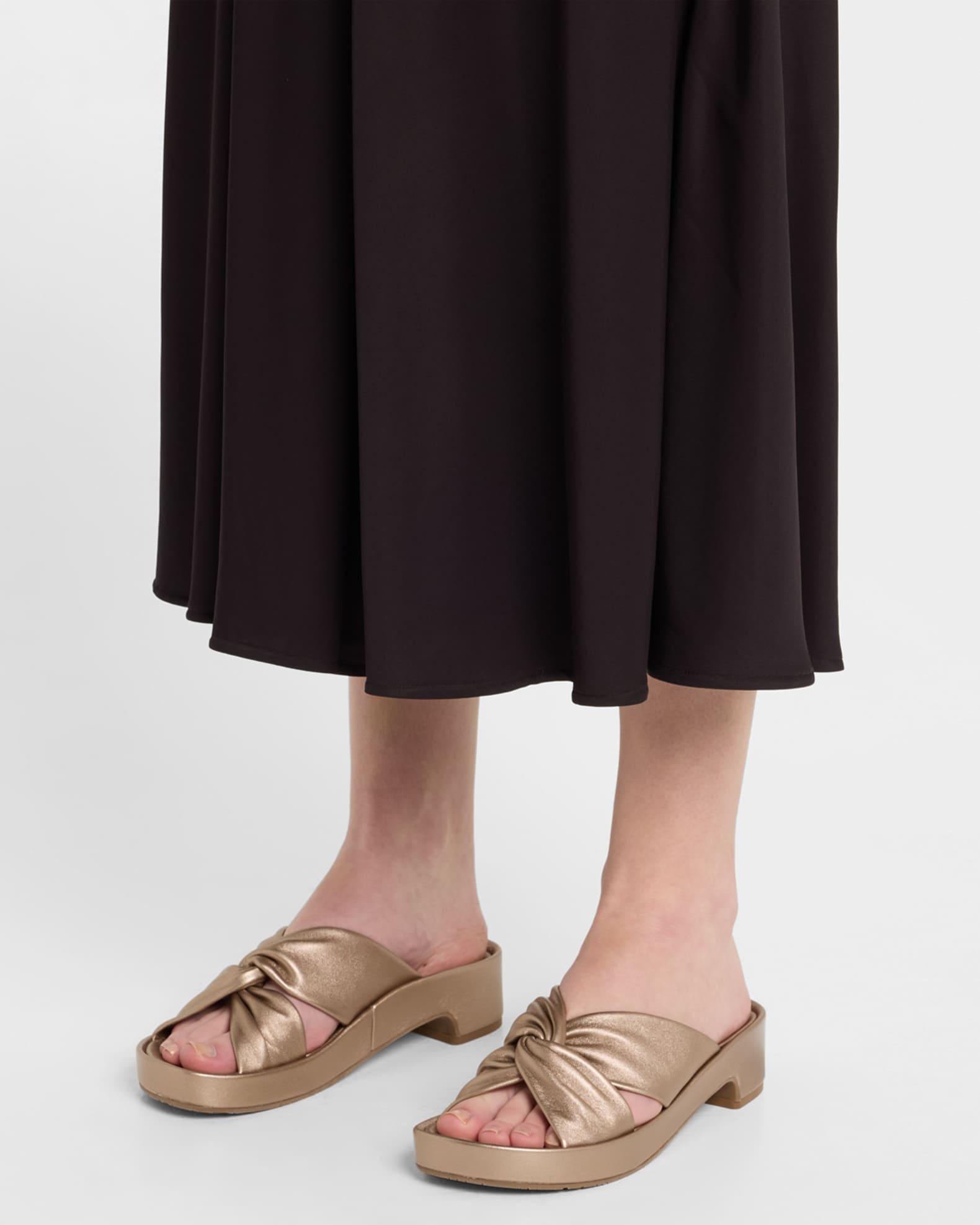 Twisted Metallic Leather Flatform Sandals Product Image