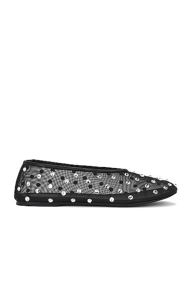 KHAITE Marcy Crystal-embellished Mesh Flats In Black Product Image