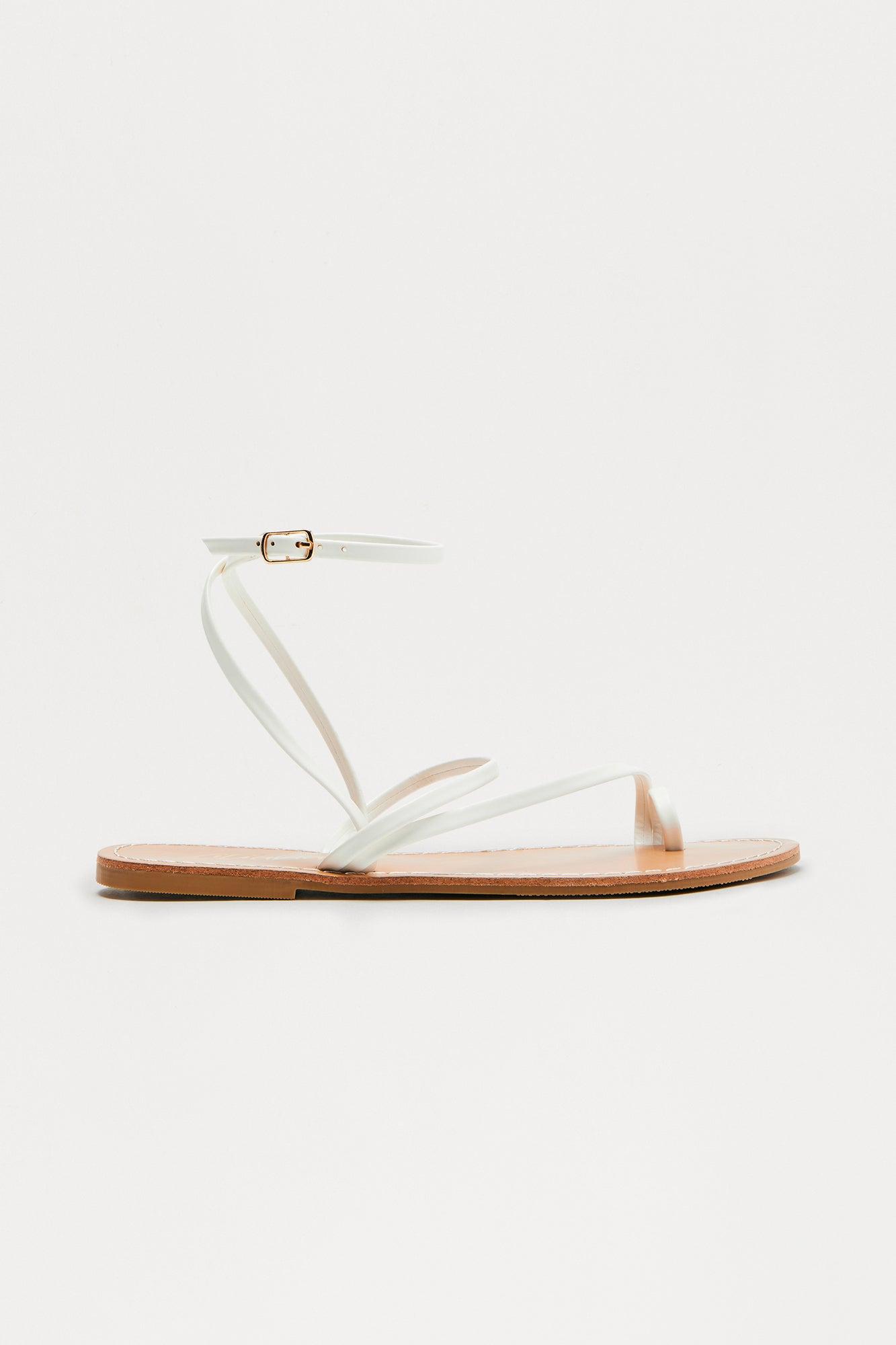 Starla Toe Ring Sandals - White Product Image