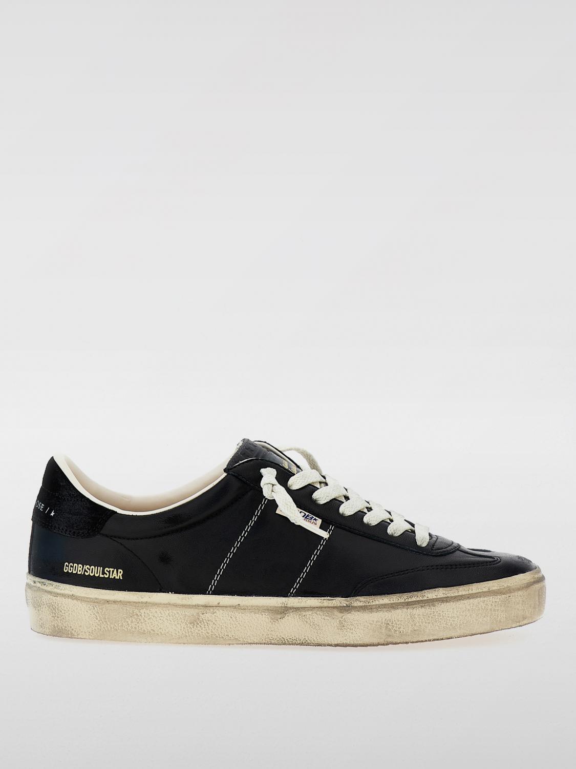 GOLDEN GOOSE Deluxe Brand Vintage-inspired Black Leather Sneakers With Contrasting White Laces Product Image