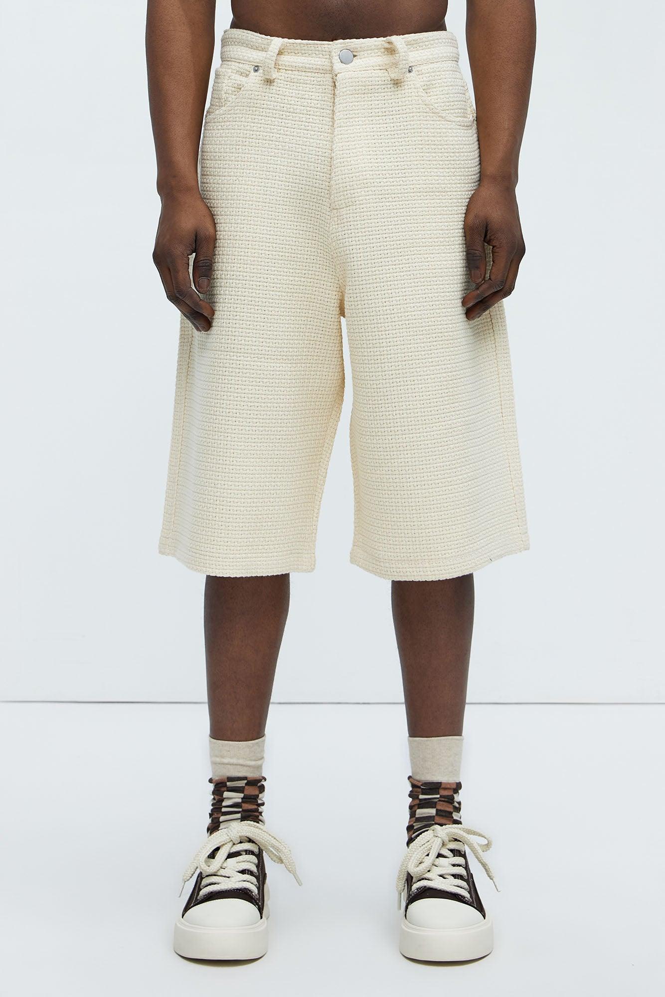 Linden Textured Baggy Shorts - Off White Product Image