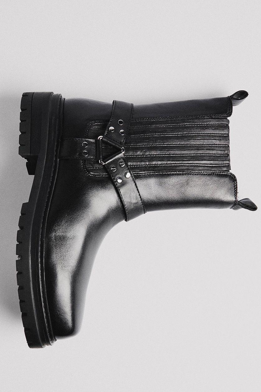 Leather Chunky Biker Boots Product Image