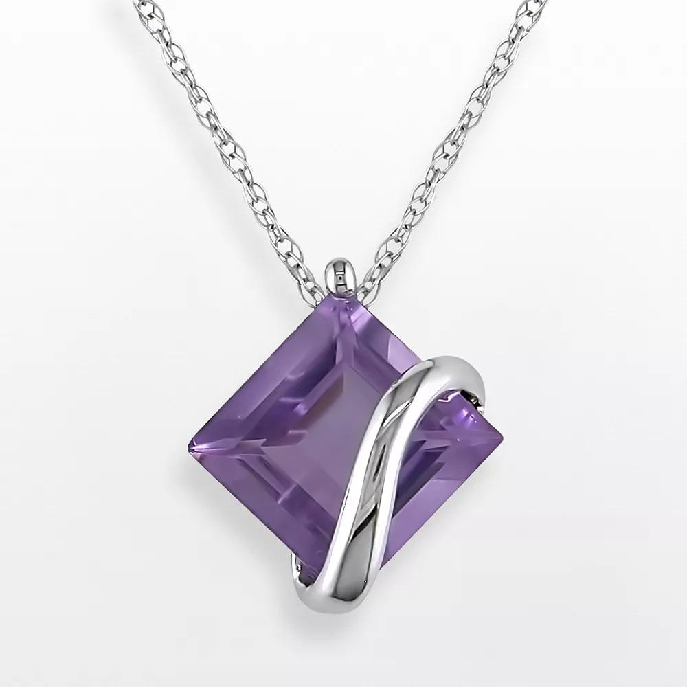 Stella Grace 10k White Gold Amethyst Swirl Pendant, Women's,  Product Image