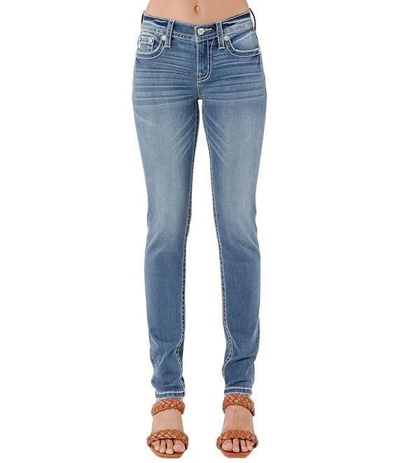 Miss Me Mid Rise Embellished Fleur De Lis Back Pocket Skinny Jeans Product Image